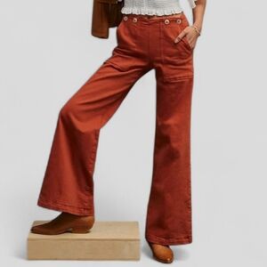 Anthropologie Pilcro The Kit Wide Leg Utility Trouser Jeans 29 Burnt Orange